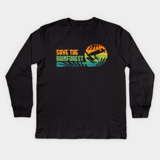 Save The Rainforest - Retro Tree Frog Kids Long Sleeve T-Shirt